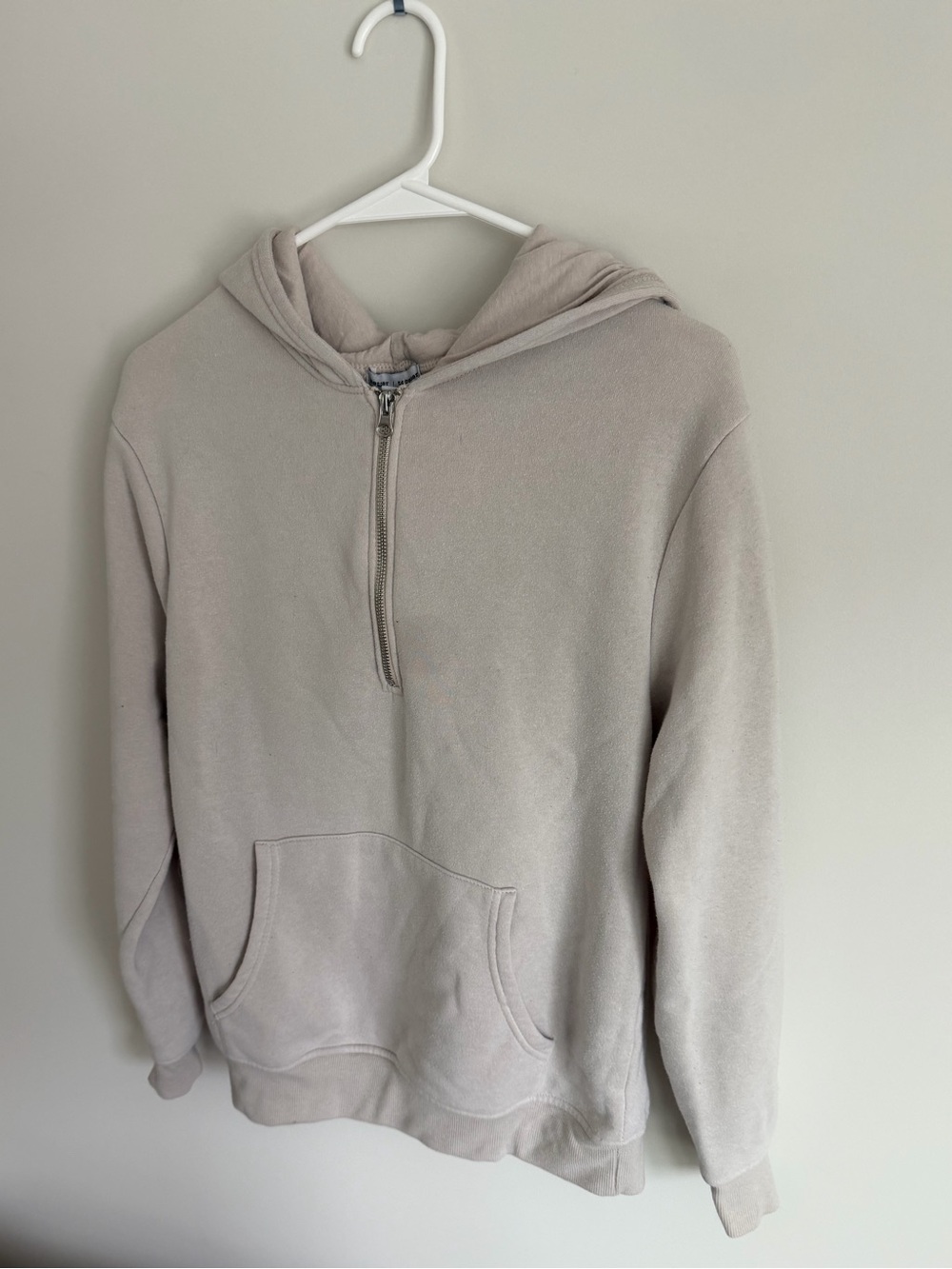 Women’s Half-Zip Hooded Sweater in Light Beige